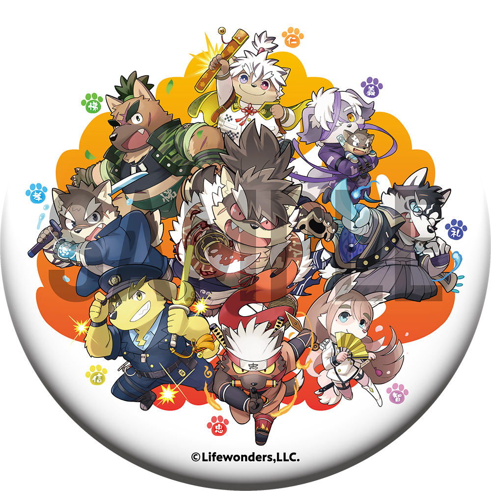 東京放課後サモナーズ「八犬士全員集合！」 ドデカ缶バッジ