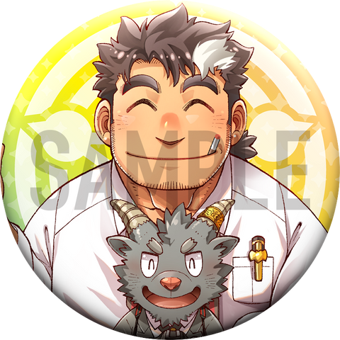 東京放課後サモナーズ「神宿学園大集合！」缶バッジ「物部先生&サロモンくん」