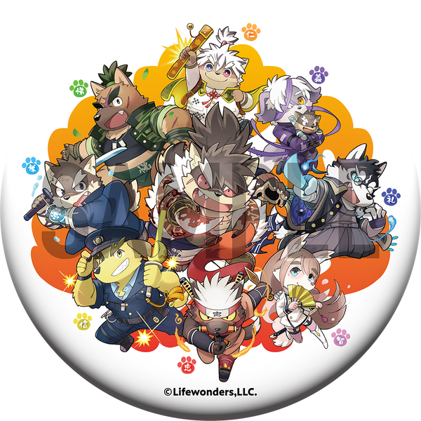 東京放課後サモナーズ「八犬士全員集合！」 ドデカ缶バッジ