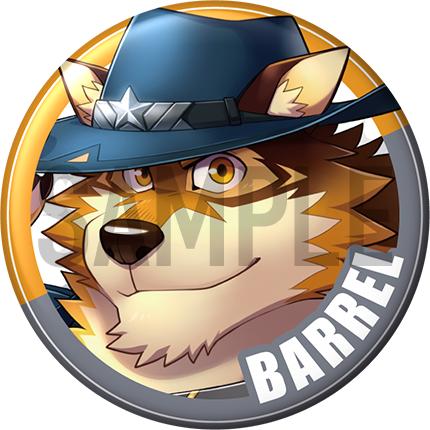 "Barrel" Character Can Badge